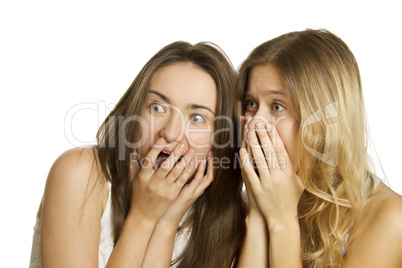 Two young women terrified and screaming