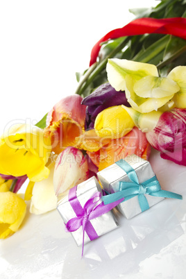 Tulips and two gift box
