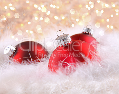 Red christmas balls with abstract background