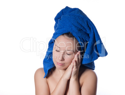 portrait of young beautiful woman after bath