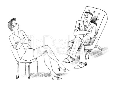 woman and man talking