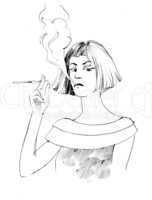 woman smoking a cigarette