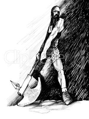 ancient fantasy warrior with axe