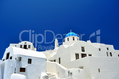 Chapel and white houses in Santorini Island.