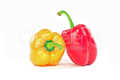 Red and yellow peppers.