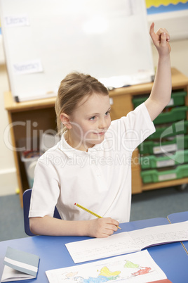 Schoolgirl Studying In Classroom