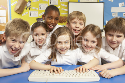 Schoolchildren in IT Class Using Computers