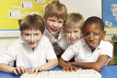 Schoolchildren in IT Class Using Computers