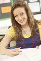 Female Teenage Student Studying In Classroom