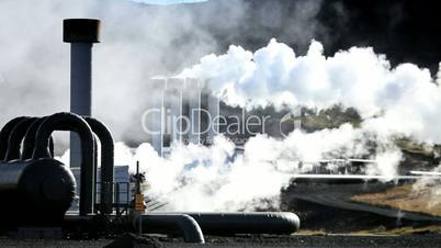 Steam From Geothermal Power Plant Chimneys