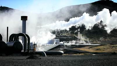 Steam From Geothermal Power Plant Chimneys