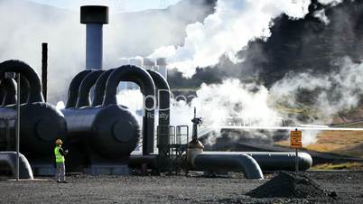 Female Geothermal Engineer at Power Station