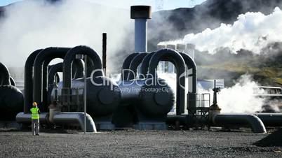 Female Geothermal Engineer at Power Station