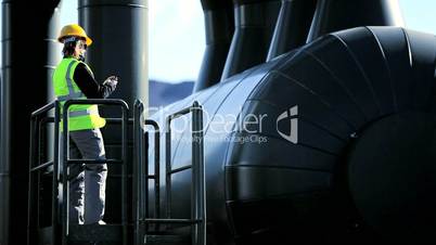 Female Geothermal Engineer at Power Station