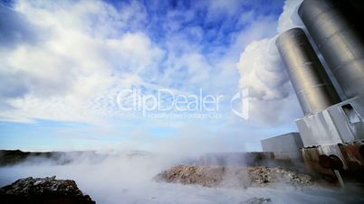 Geothermal Power Station in Isolated Landscape