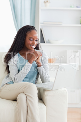 Woman looking at computer screen