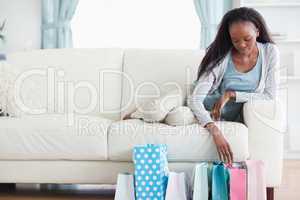 Woman looking at her shopping