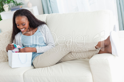 Woman taking a small break after shopping
