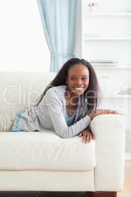 Woman taking a small break on the sofa