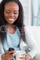 Close up of woman texting