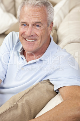 Happy Handsome Senior Man Smiling at Home