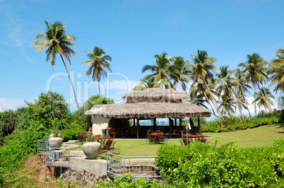Outdoor bar at the luxury hotel with a ocean view, Bentota, Sri
