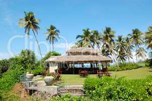 Outdoor bar at the luxury hotel with a ocean view, Bentota, Sri