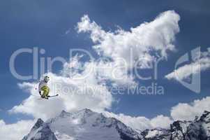 Freestyle ski jumper with crossed skis