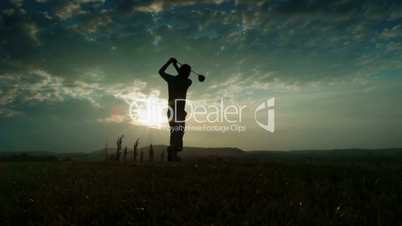 sunset golf shot - slow motion