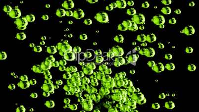 splash green metal bubbles,float quicksilver and mercury blisters.