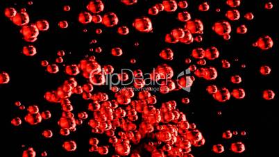 splash red metal bubbles,float quicksilver and mercury blisters.