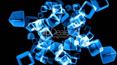 ice block,crystal jewelry necklace,flying glass boxes and rays light,tech web cubes matrix.