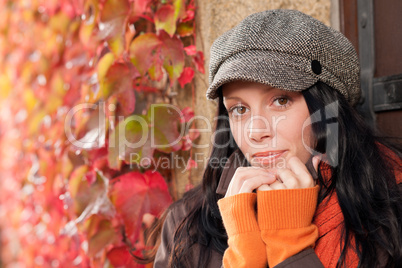 Autumn leaves portrait of beautiful female model
