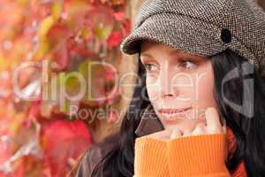 Autumn leaves portrait of beautiful female model