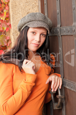 Autumn portrait of beautiful young female model