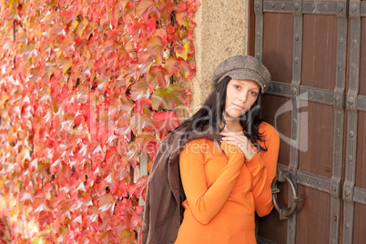 Autumn portrait of beautiful young female model