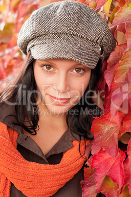 Autumn leaves portrait of beautiful female model