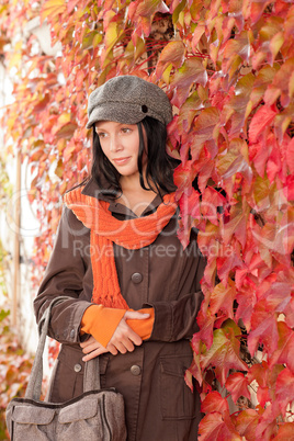 Autumn leaves portrait of beautiful female model