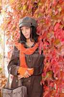 Autumn leaves portrait of beautiful female model