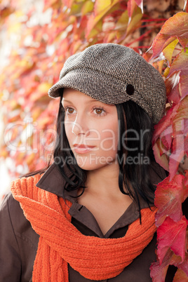 Autumn leaves portrait of beautiful female model