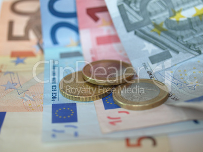 Euro note and coin