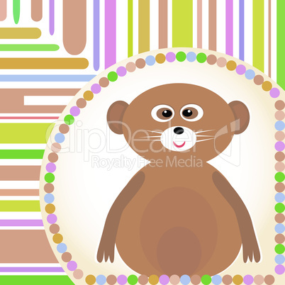 cute Baby lemur greetings card for scrapbook Vector