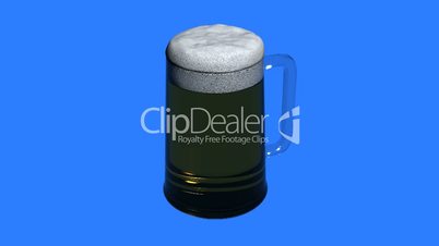 Rotation of 3D beer.alcohol,drink,glass,cold,lager,beverage,foam,froth,pub,liquid,bar,
