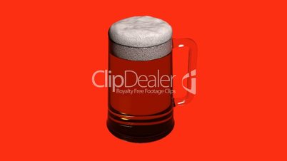 Rotation of 3D beer.alcohol,drink,glass,cold,lager,beverage,foam,froth,pub,liquid,bar,