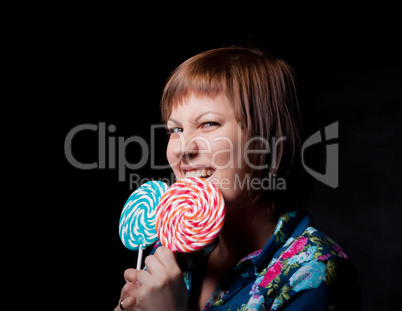 young woman with lollipop