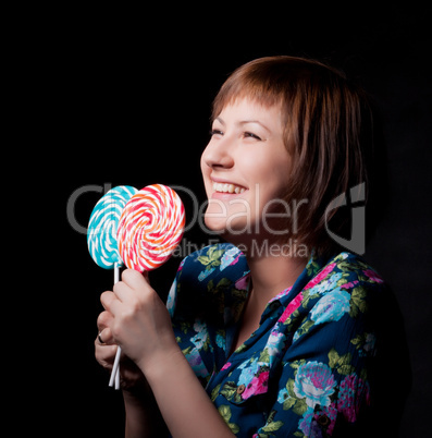 young woman with lollipop