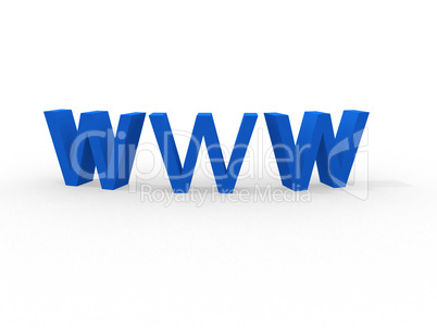 3d illustration of text 'www' in blue