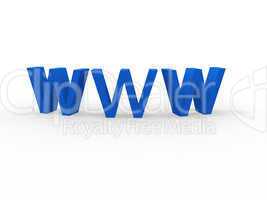 3d illustration of text 'www' in blue