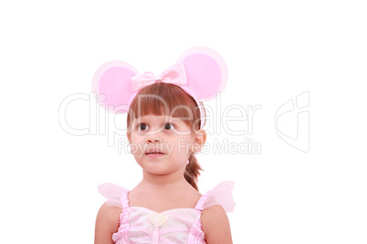 Portrait of a happy little girl wearing rabbit ears