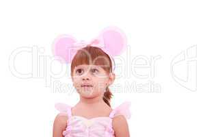Portrait of a happy little girl wearing rabbit ears
